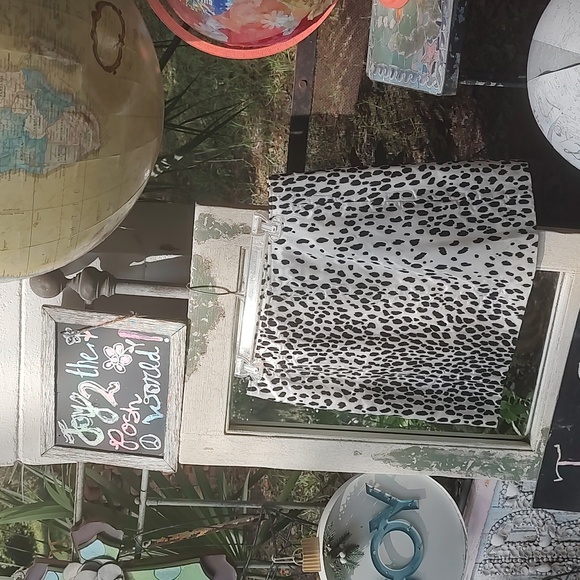 Hand Taylored animal print skirt black and off white UNIQUE - Picture 1 of 5